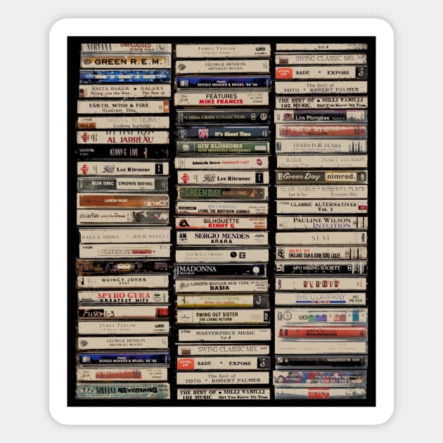 80s mix tapes vintage music casettes retro mixed media Magnet by bulografik